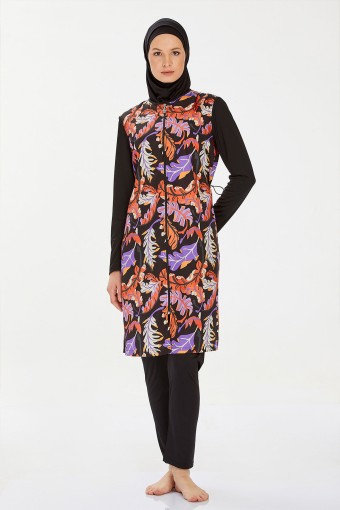 ROZAMAY - Rozamay Kadın Adara Tam Kapalı Tesettür Mayo - Siyah