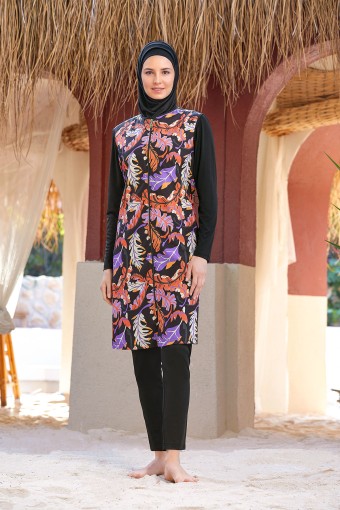 ROZAMAY - Rozamay Kadın Adara Tam Kapalı Tesettür Mayo - Siyah (1)