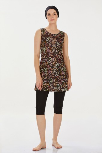 ROZAMAY - Rozamay Kadın Adeena Yarı Kapalı Tesettür Mayo - Siyah