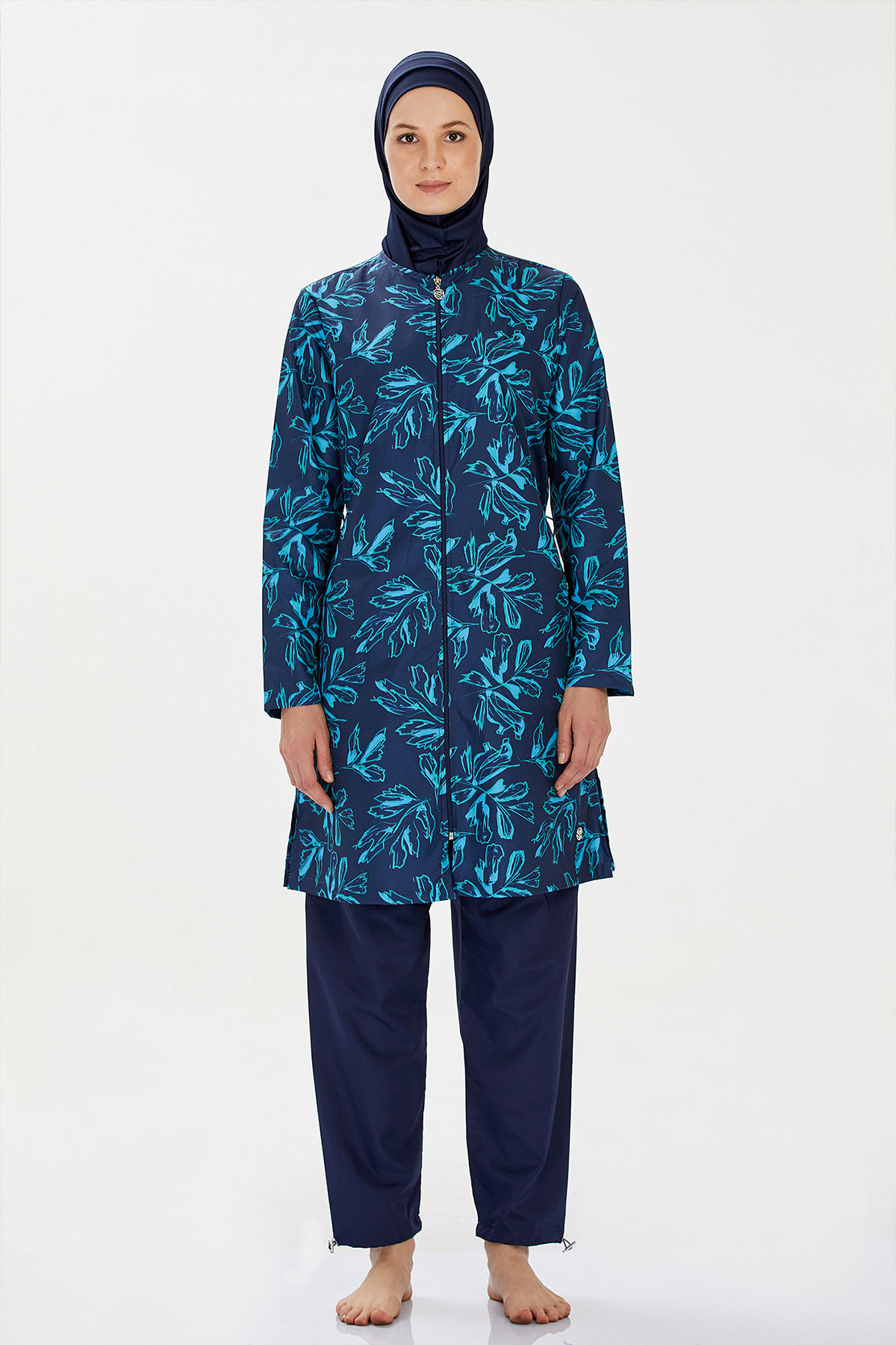 Rozamay Kadın Amarah Tam Kapalı Tesettür Mayo Büyük Beden - Koyu Lacivert - Thumbnail