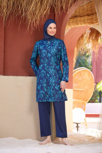 ROZAMAY - Rozamay Kadın Amarah Tam Kapalı Tesettür Mayo Büyük Beden - Koyu Lacivert (1)