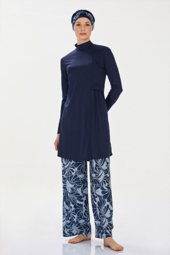 ROZAMAY - Rozamay Kadın Annika Tam Kapalı Tesettür Mayo - Koyu Lacivert