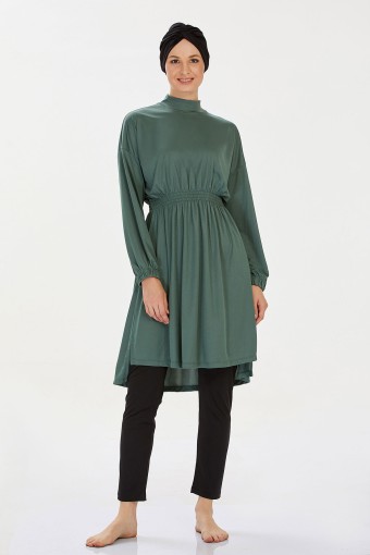 ROZAMAY - Rozamay Kadın Arela Tam Kapalı Tesettür Mayo - Haki Yeşili