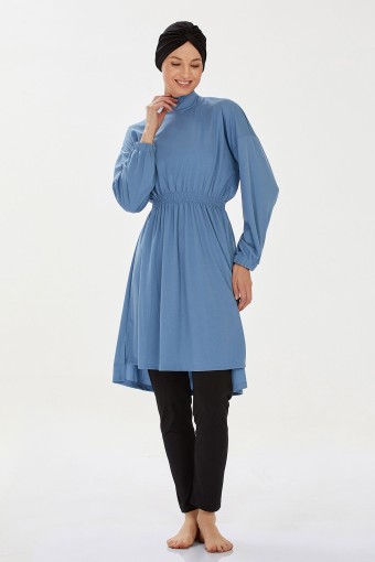 ROZAMAY - Rozamay Kadın Arela Tam Kapalı Tesettür Mayo - İndigo