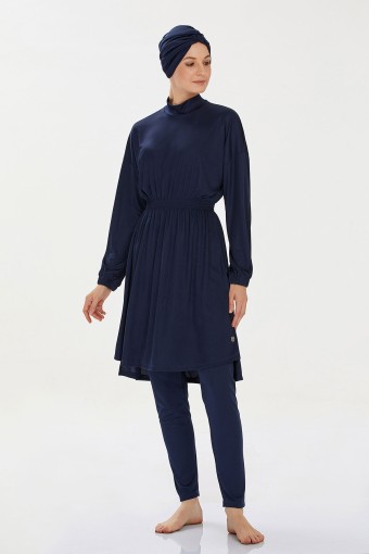 ROZAMAY - Rozamay Kadın Arela Tam Kapalı Tesettür Mayo - Koyu Lacivert