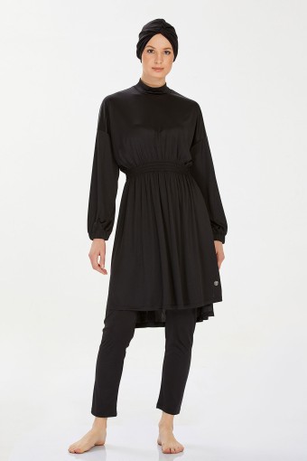 ROZAMAY - Rozamay Kadın Arela Tam Kapalı Tesettür Mayo - Siyah