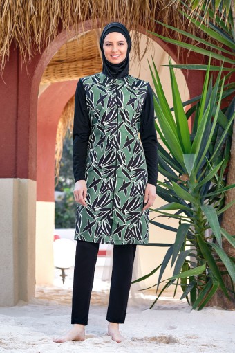 ROZAMAY - Rozamay Kadın Audra Tam Kapalı Tesettür Mayo Büyük Beden - Siyah (1)