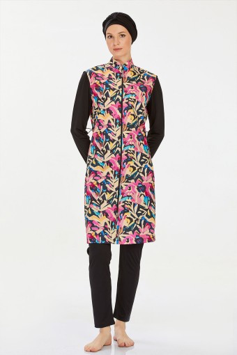 ROZAMAY - Rozamay Kadın Castıel Tam Kapalı Tesettür Mayo - Siyah