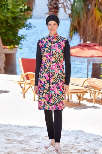 ROZAMAY - Rozamay Kadın Castıel Tam Kapalı Tesettür Mayo - Siyah (1)