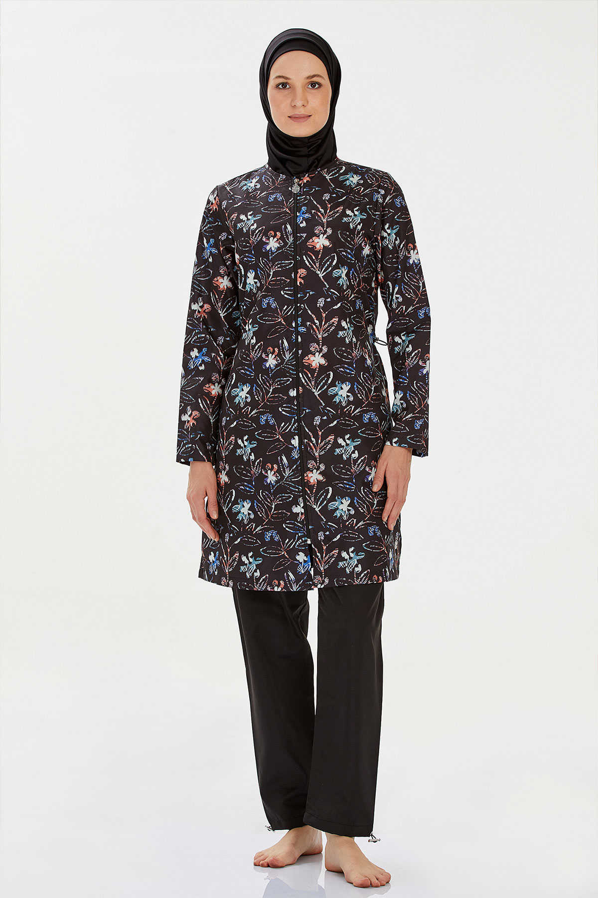 Rozamay Kadın Celeste Tam Kapalı Tesettür Mayo Büyük Beden - Siyah - Thumbnail