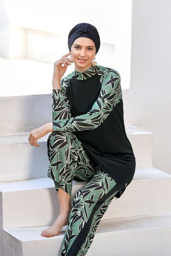 ROZAMAY - Rozamay Kadın Darya Tam Kapalı Tesettür Mayo - Siyah (1)