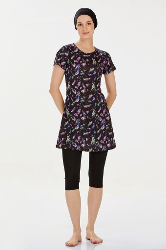 ROZAMAY - Rozamay Kadın Florie Yarı Kapalı Tesettür Mayo - Siyah