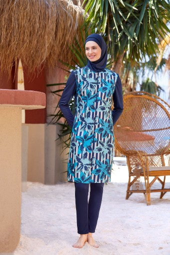 ROZAMAY - Rozamay Kadın Gınger Tam Kapalı Tesettür Mayo - Koyu Lacivert (1)