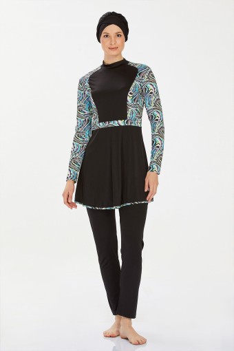 ROZAMAY - Rozamay Kadın Jalissa Tam Kapalı Tesettür Mayo - Siyah