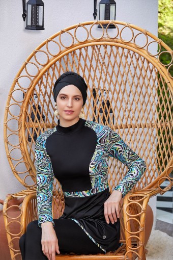 ROZAMAY - Rozamay Kadın Jalissa Tam Kapalı Tesettür Mayo - Siyah (1)