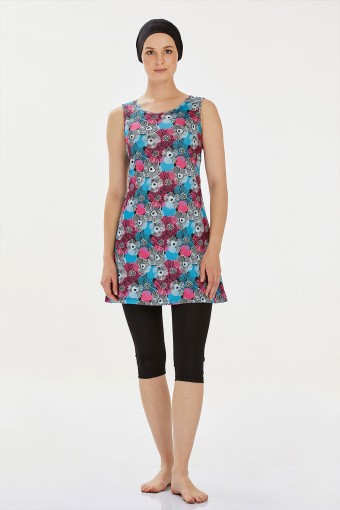 ROZAMAY - Rozamay Kadın Jane Yarı Kapalı Tesettür Mayo - Siyah