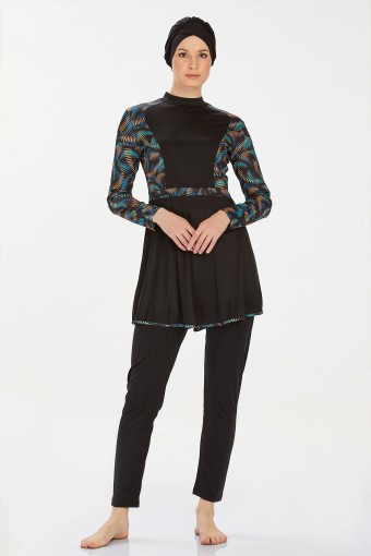 ROZAMAY - Rozamay Kadın Jayla Tam Kapalı Tesettür Mayo - Siyah