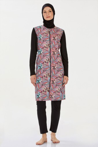 ROZAMAY - Rozamay Kadın Kaıda Tam Kapalı Tesettür Mayo - Siyah