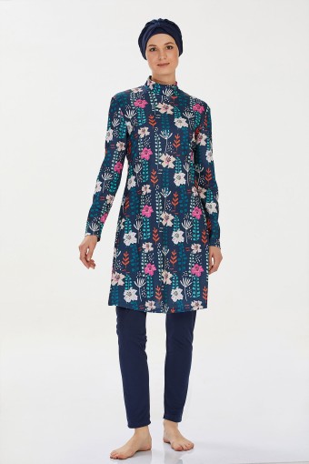 ROZAMAY - Rozamay Kadın Lula Tam Kapalı Tesettür Mayo - Koyu Lacivert