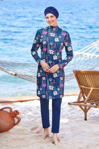 ROZAMAY - Rozamay Kadın Lula Tam Kapalı Tesettür Mayo - Koyu Lacivert (1)