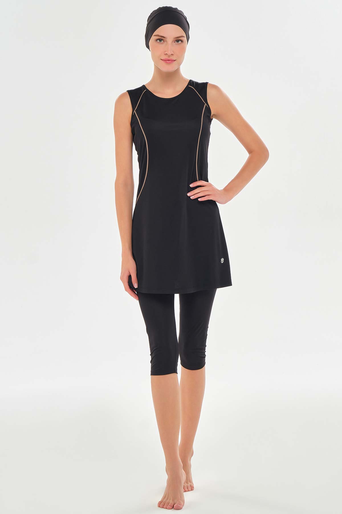 Rozamay Kadın Maly Yarı Kapalı Tesettür Mayo - Koyu Lacivert - Thumbnail