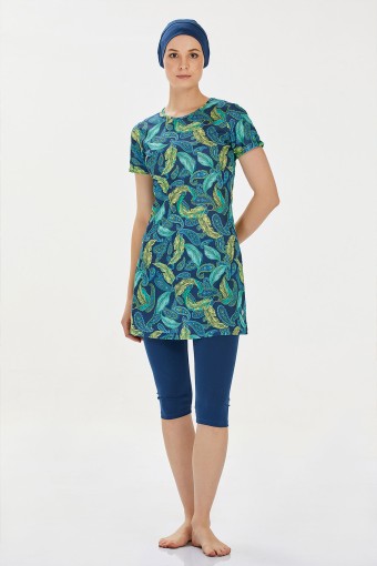 ROZAMAY - Rozamay Kadın Marlowe Yarı Kapalı Tesettür Mayo - Açık Lacivert