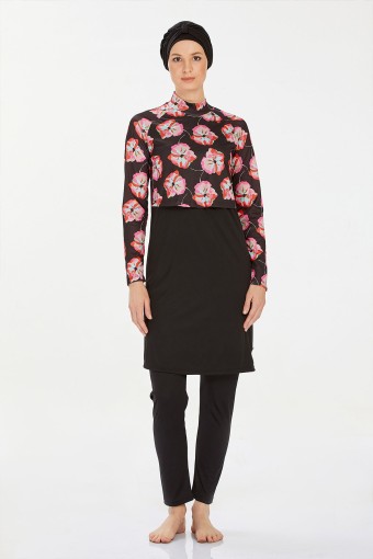 ROZAMAY - Rozamay Kadın Maylea Tam Kapalı Tesettür Mayo - Siyah