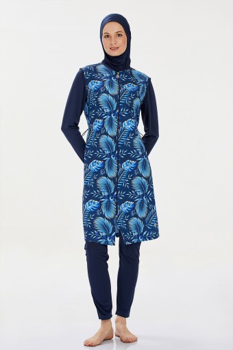 ROZAMAY - Rozamay Kadın Meira Tam Kapalı Tesettür Mayo - Koyu Lacivert