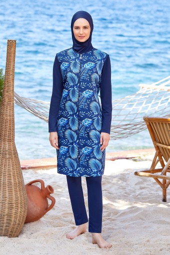 ROZAMAY - Rozamay Kadın Meira Tam Kapalı Tesettür Mayo - Koyu Lacivert (1)