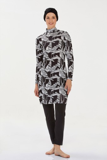ROZAMAY - Rozamay Kadın Meriah Tam Kapalı Tesettür Mayo - Siyah