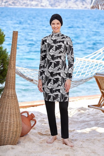 ROZAMAY - Rozamay Kadın Meriah Tam Kapalı Tesettür Mayo - Siyah (1)