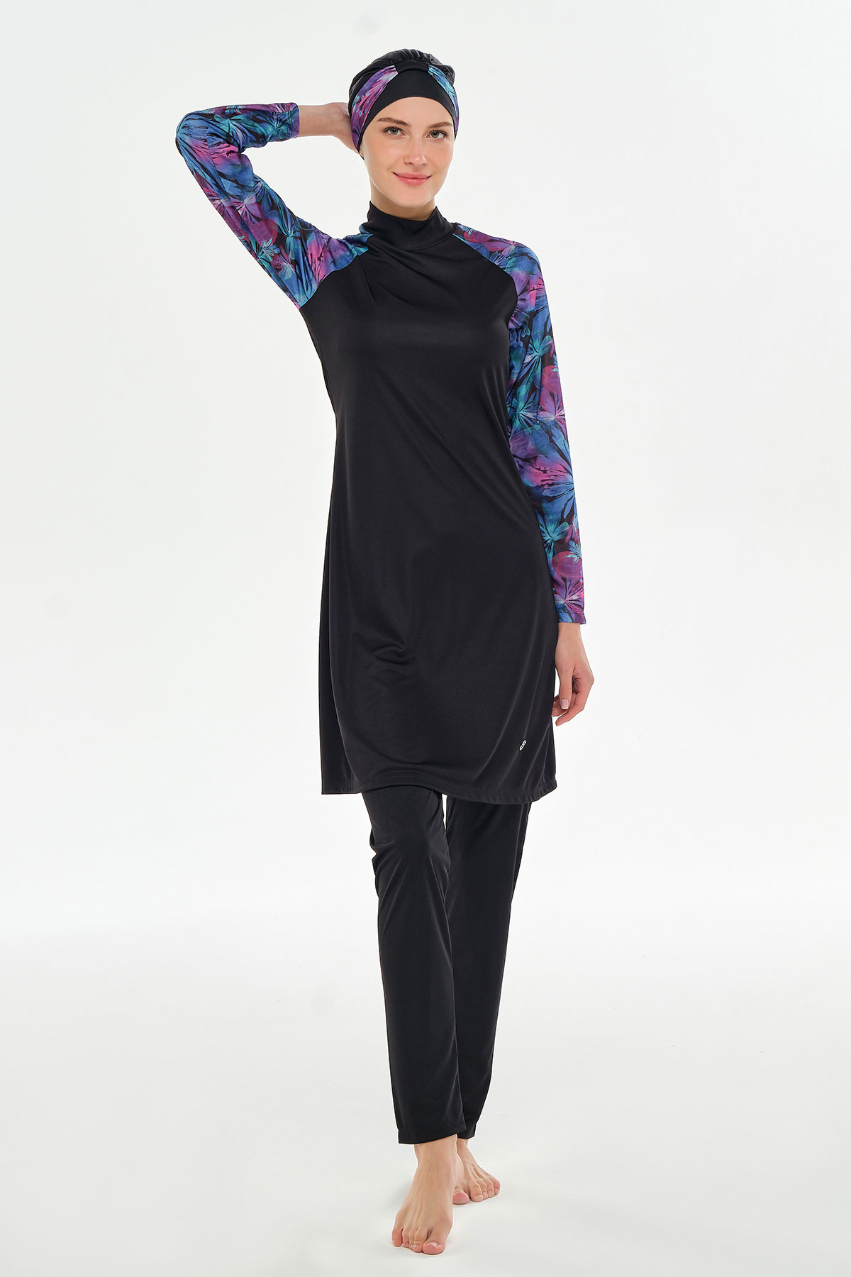 Rozamay Kadın Nikita Tam Tesettür Mayo Likralı - Siyah - Thumbnail