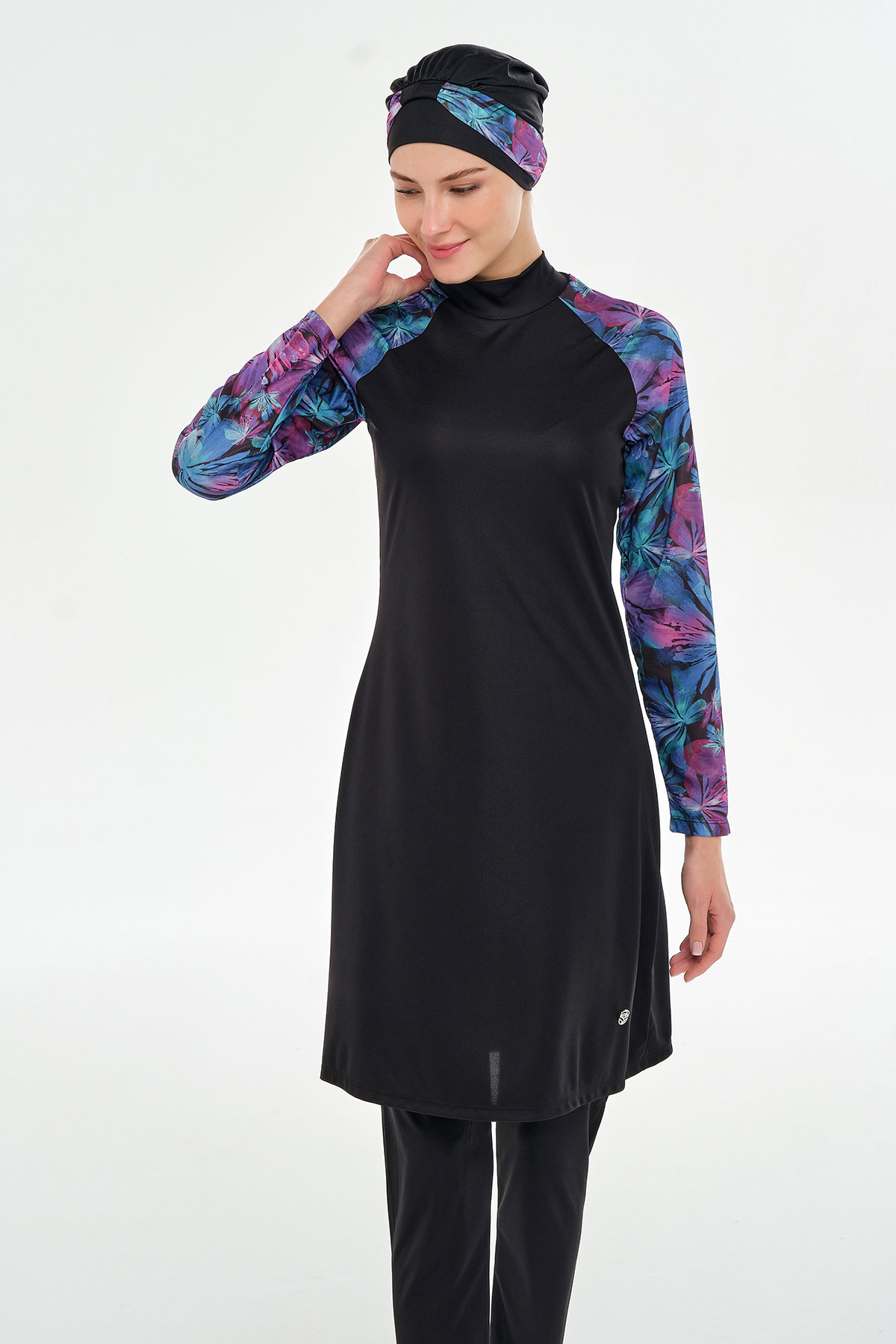 Rozamay Kadın Nikita Tam Tesettür Mayo Likralı - Siyah - Thumbnail