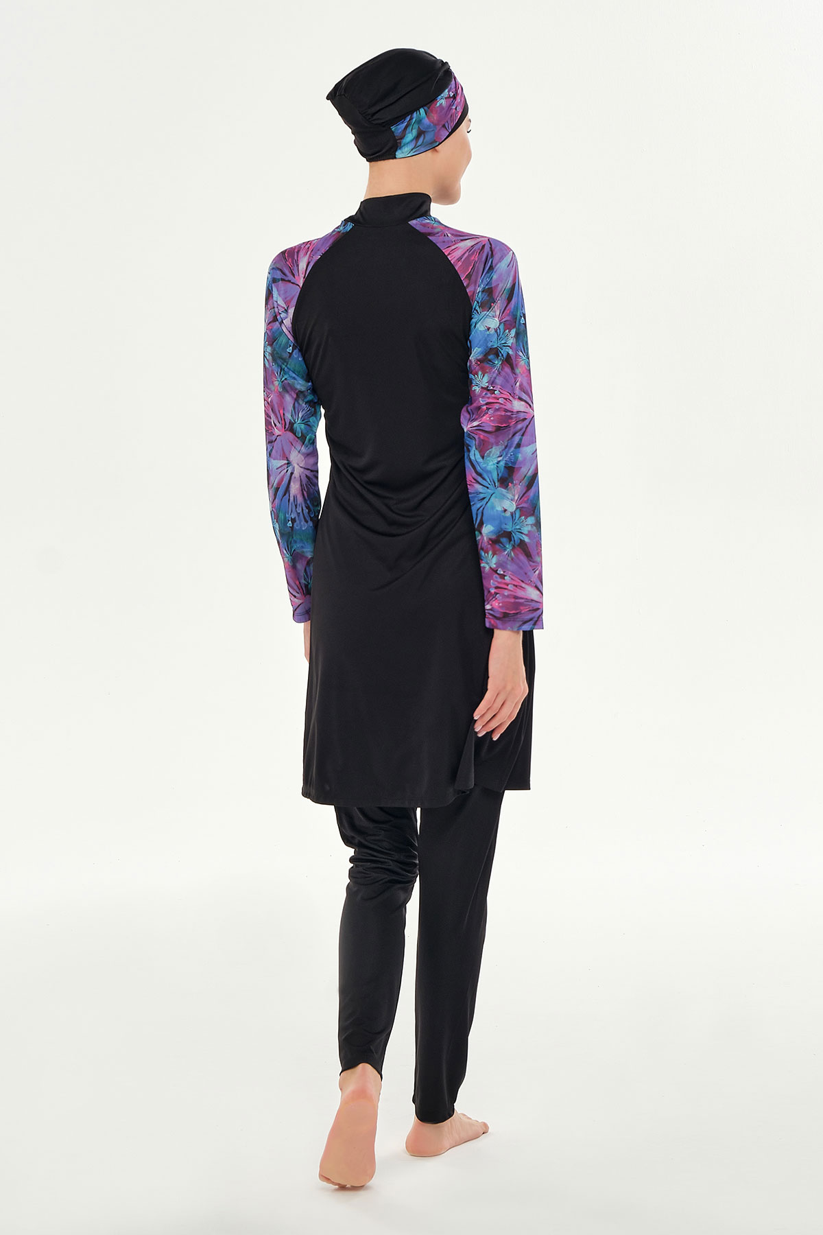 Rozamay Kadın Nikita Tam Tesettür Mayo Likralı - Siyah - Thumbnail