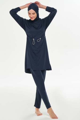 ROZAMAY - Rozamay Kadın Opal Tam Tesettür Mayo - Koyu Lacivert