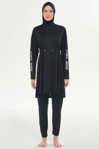 ROZAMAY - Rozamay Kadın Opal Tam Tesettür Mayo - Siyah