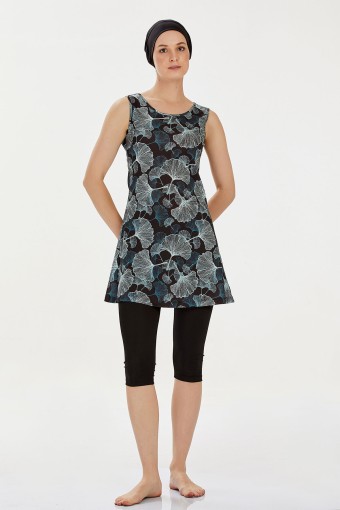 ROZAMAY - Rozamay Kadın Palmira Yarı Kapalı Tesettür Mayo - Siyah