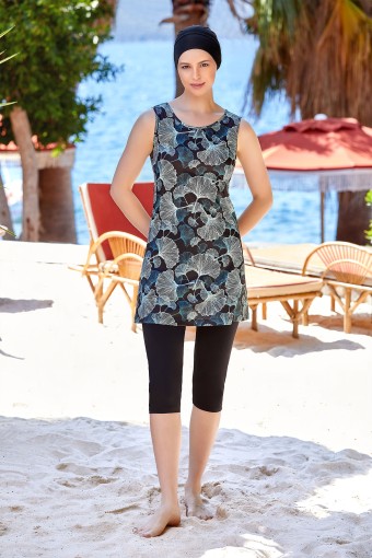 ROZAMAY - Rozamay Kadın Palmira Yarı Kapalı Tesettür Mayo - Siyah (1)