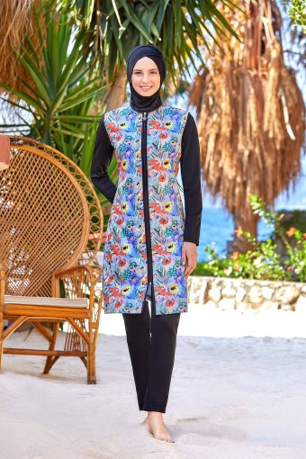 ROZAMAY - Rozamay Kadın Reed Tam Kapalı Tesettür Mayo - Siyah (1)