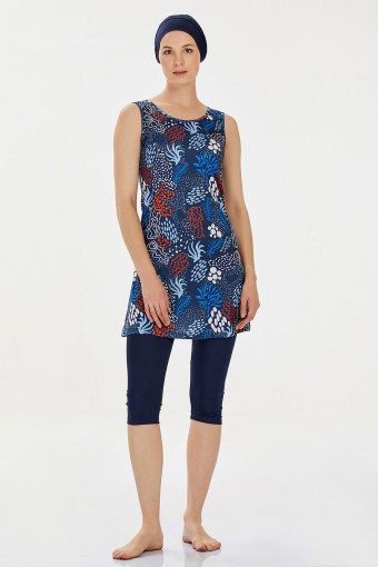 ROZAMAY - Rozamay Kadın Renna Yarı Kapalı Tesettür Mayo - Koyu Lacivert