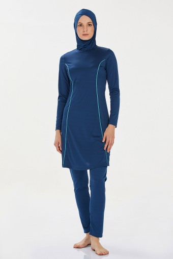 ROZAMAY - Rozamay Kadın Rozzr Tam Kapalı Tesettür Mayo - Açık Lacivert