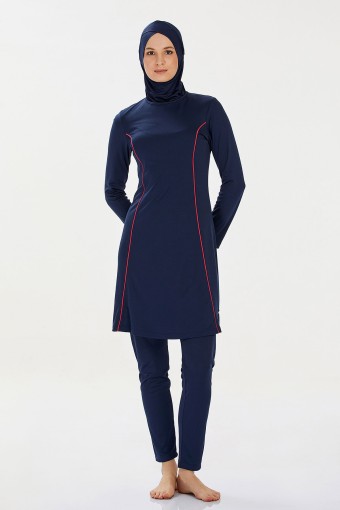 ROZAMAY - Rozamay Kadın Rozzr Tam Kapalı Tesettür Mayo - Koyu Lacivert