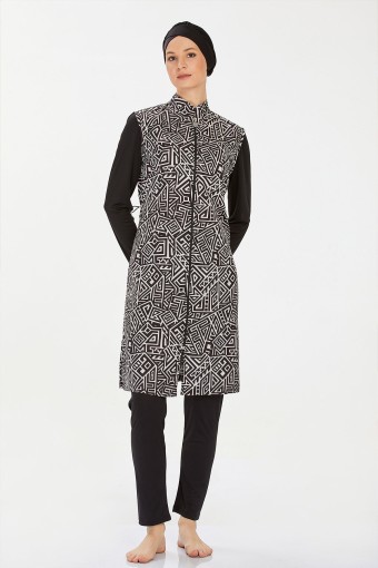 ROZAMAY - Rozamay Kadın Sofiya Tam Kapalı Tesettür Mayo - Siyah