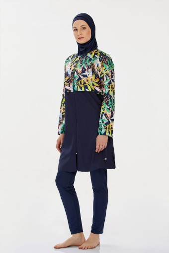 ROZAMAY - Rozamay Kadın Valerıe Tam Kapalı Tesettür Mayo - Koyu Lacivert