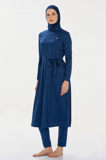 ROZAMAY - Rozamay Kadın Venessa Tam Kapalı Tesettür Mayo - Açık Lacivert