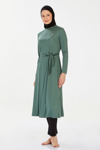ROZAMAY - Rozamay Kadın Venessa Tam Kapalı Tesettür Mayo Büyük Beden - Haki Yeşili