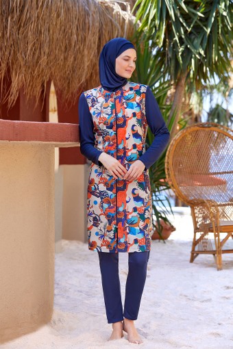 ROZAMAY - Rozamay Kadın Zena Tam Kapalı Tesettür Mayo - Koyu Lacivert (1)