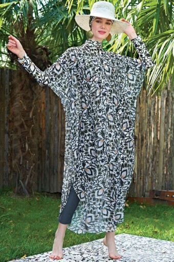 RUKO - Ruko Kadın Pareo Tesettür Plaj Elbisesi Desenli
