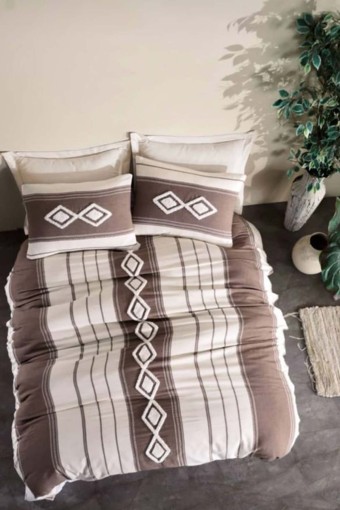 ŞAHESER - Şahaser Nero Nakışlı Çift Kişilik Nevresim Takımı 240x260