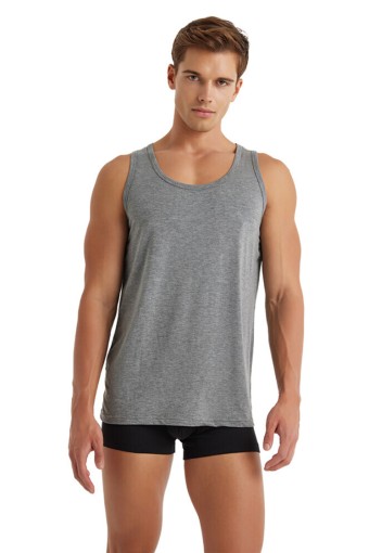 SEDEF YILDIZ - Sedef Yıldız Erkek Atlet Kalın Askılı Pamuklu - Gri - BATTAL